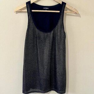 Black & Gold Chain Metal Style Embellished Tank Top Size US XS